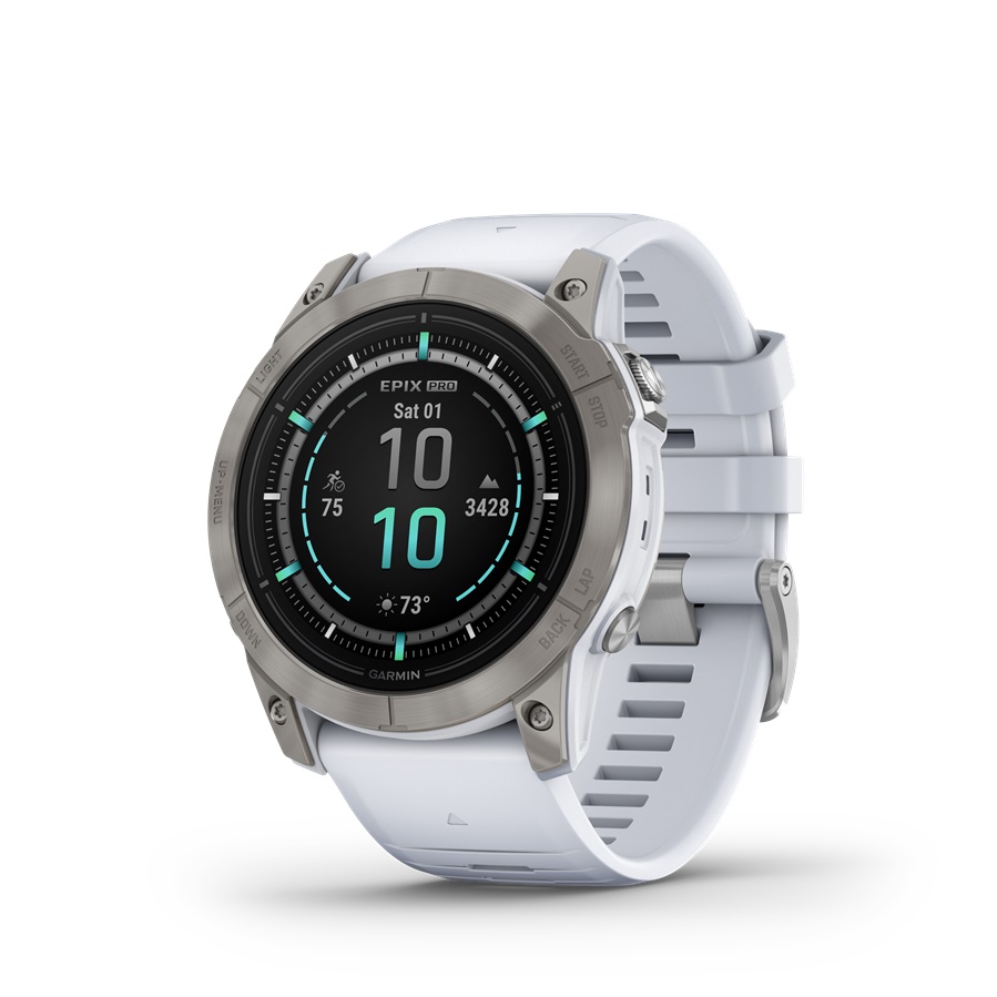 GARMIN EPIX PRO (GEN 2) SAPPHIRE 51 MM, TITANIUM, FEHÉRKÕ SZILIKON SZÍJJAL (ED XD)